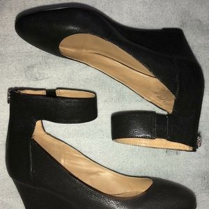 Nine West Black Ankle Strap Wedges